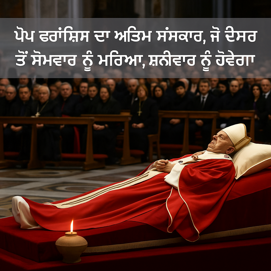 ਵੈਟੀਕਨ: ਪੋਪ ਫਰਾਂਸਿਸ ਦਾ ਅੰਤਮ ਸੰਸਕਾਰ ਸ਼ਨੀਵਾਰ ਨੂੰ ਹੋਵੇਗਾ